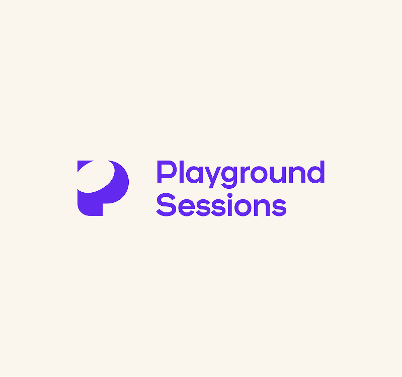 The Playground Sessions logo in purple, featuring a stylized "P" icon to the left of the words "Playground Sessions" on a light background.